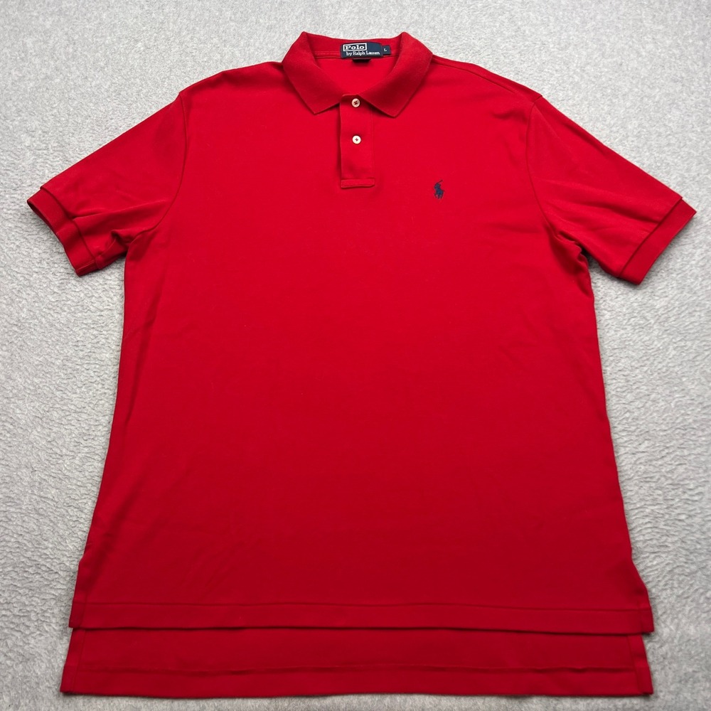 Polo Ralph Lauren Shirt Mens Large Red Short Sleeve Button Embroidered Pony Logo